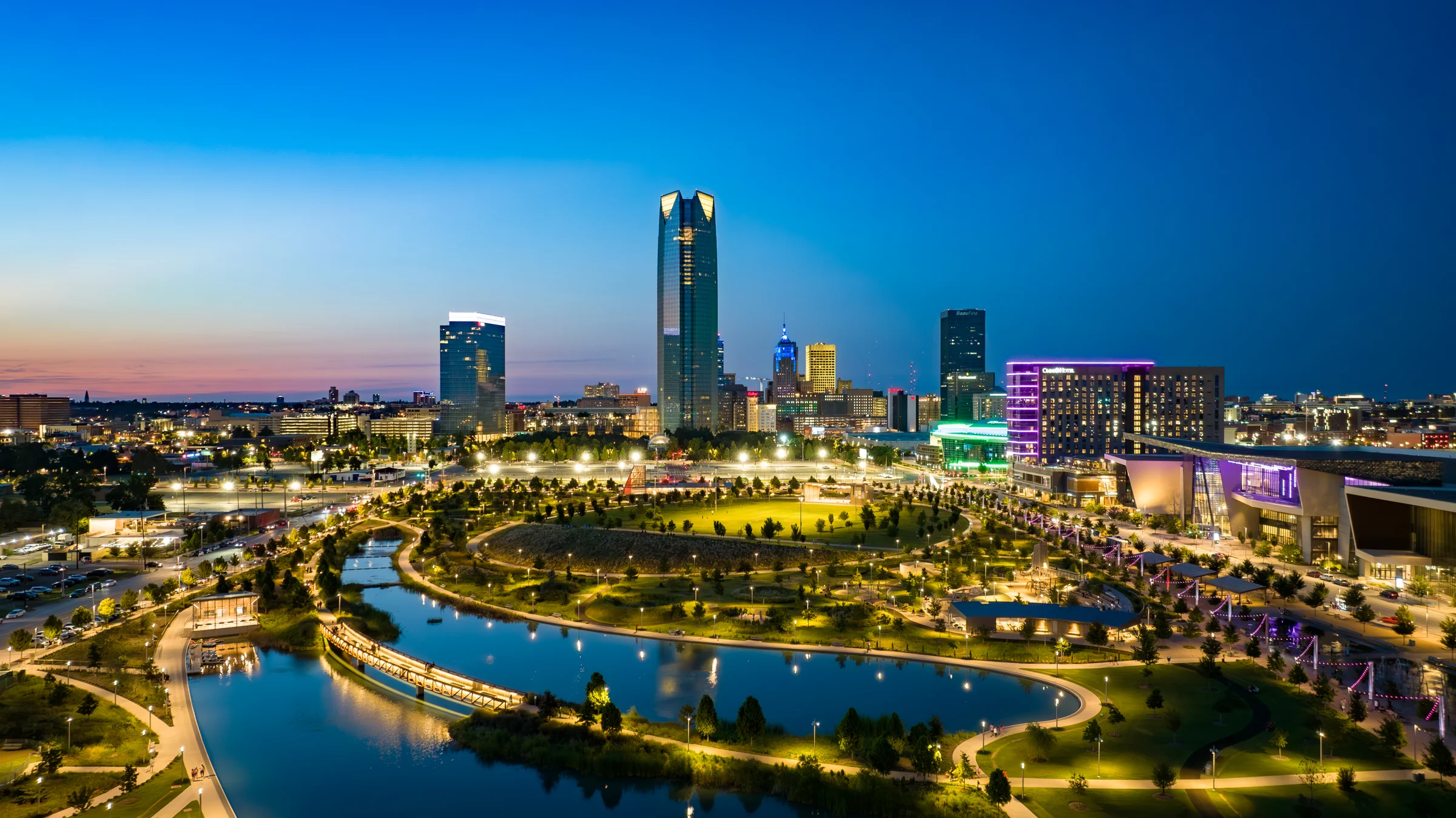 Oklahoma City commercial skyline and rooftops